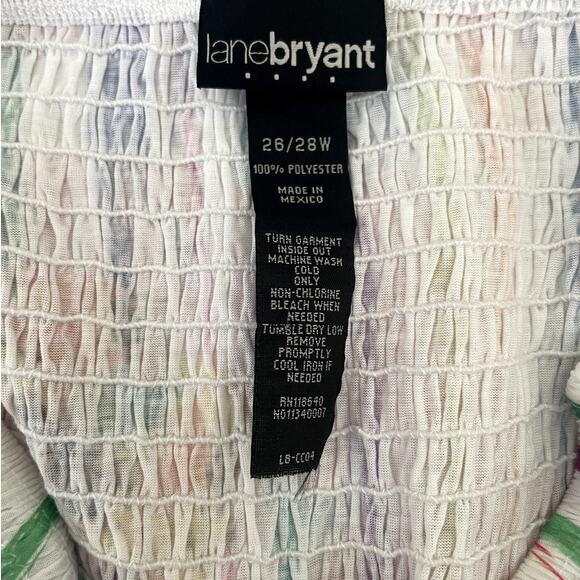 Lane Bryant Women Pleated Skirt 26/28 Rainbow Smock Waist Floral Fairy Whimsy - Picture 2 of 8